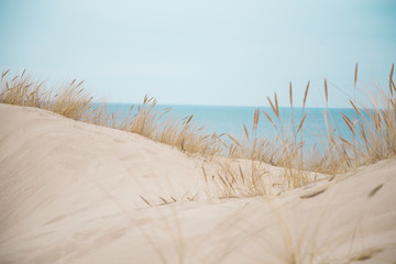 beautiful white sand dunes at the sea beach