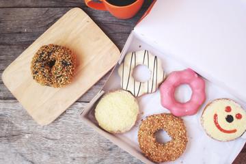 Canvas Print - Donuts with espresso coffee