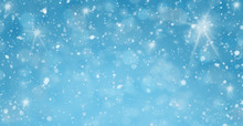 Blue Christmas Background With Stars And Snow