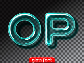 Wall Mural - Realistic glass alphabet font