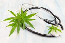 Marijuana Leaf And Stethoscope. Alternative Medicine
