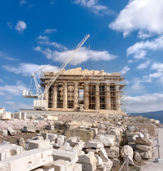 Fototapete - Reconstruction of Parthenon Temple in Acropolis of Athens
