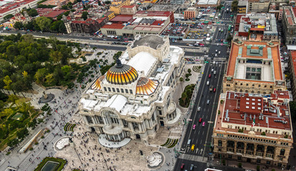 Wall Mural - View from above of Palacio de Bellas Artes (Fine Arts Palace) - Mexico City, Mexico