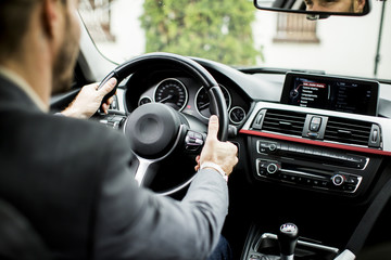 Young man in the car