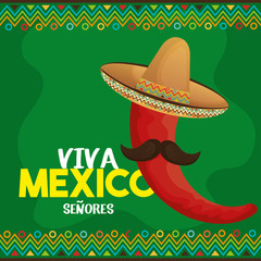 Sticker - viva mexico poster icon vector illustration design