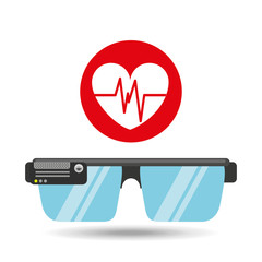 Wall Mural - glasses technology heart pulse application media vector illustration eps 10