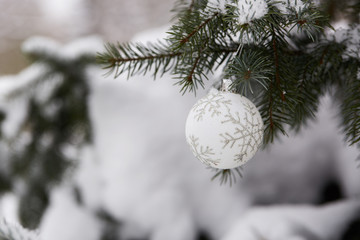 Fir branch with christmas toys.