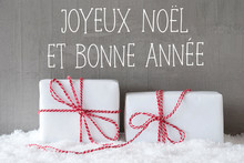 Two Gifts With Snow, Bonne Annee Means Happy New Year
