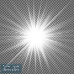 glow light effect. star burst with sparkles. vector illustration