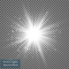 Wall Mural - Glow light effect. Star burst with sparkles. Vector illustration