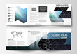 © Raevsky Lab - Set of business templates for tri-fold brochures. Square design. Leaflet cover, easy editable vector layout. Chemistry pattern, hexagonal molecule structure. Medicine, science and technology concept.