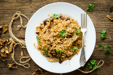 Wall Mural - Homemade traditional Italian mushroom risotto