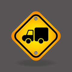 Sticker - truck yellow road street sign vector illustration eps 10