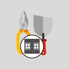 Canvas Print - construction brick tools work graphic vector illustration eps 10