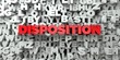 DISPOSITION -  Red text on typography background - 3D rendered royalty free stock image. This image can be used for an online website banner ad or a print postcard.