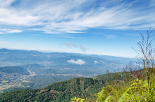 Kew Mae Pan Nature Trail In Winter Season,mountain And Blue Sky With Cloud,Chiangmai,Thailand