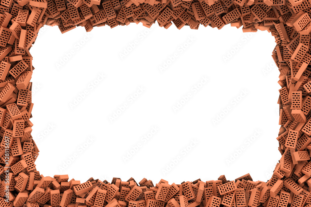 Brick Rectangular Frame Rendering rectangle frame of bricks on white background. Stock ...
