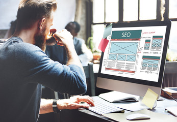 Wall Mural - seo search engine optimization data digital concept