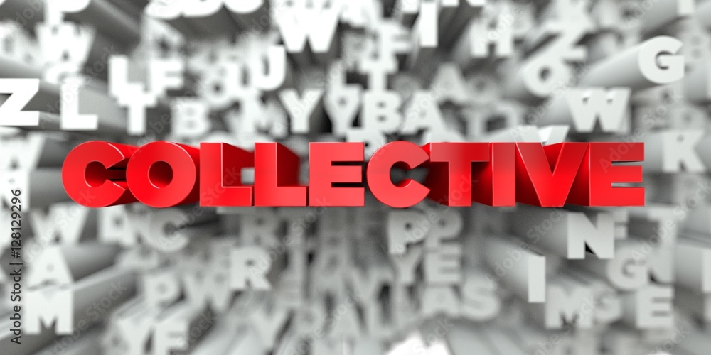 COLLECTIVE - Red text on typography background - 3D rendered royalty ...