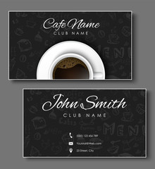 Wall Mural - Set of black business cards for coffee shops