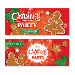 Sticker - Invitation merry christmas banner and card design template. 