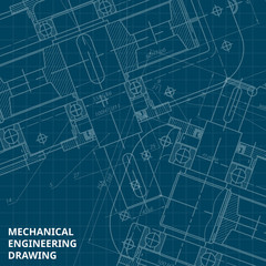 Wall Mural - Mechanical Engineering drawing. Engineering Drawing Background. Vector.