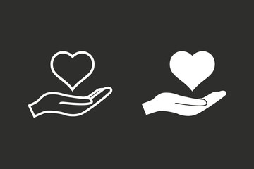 Poster - Heart in hand - vector icon.