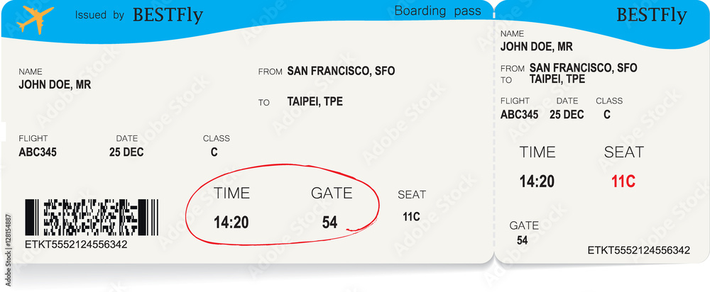 Pattern of green airline boarding pass ticket. Concept of travel ...