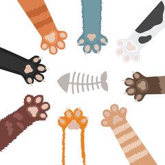 Cats paw set cartoon vector illustration