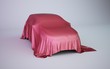 3d rendering covered car red fabric illustration