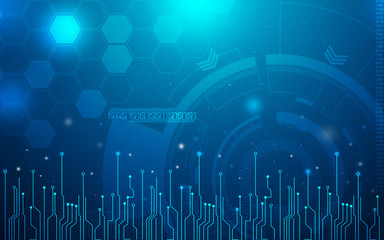 Wall Mural - blue technology background and abstract digital tech circle.copy space.