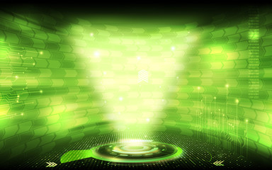 Wall Mural - green technology background and abstract digital tech circle.