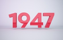 3d Rendering Red Year 1947 On White Background