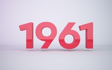 3d Rendering Red Year 1961 On White Background