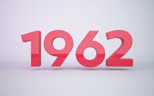 3d Rendering Red Year 1962 On White Background
