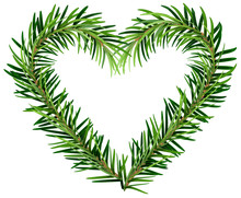 Green Fir Branch Wreath Heart Shape