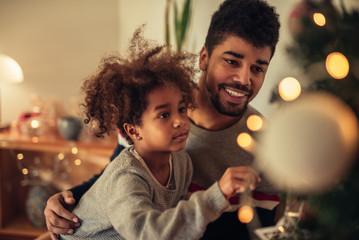 Wall Mural - Decorating Christmas tree