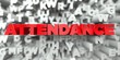 © Chris Titze Imaging - ATTENDANCE -  Red text on typography background - 3D rendered royalty free stock image. This image can be used for an online website banner ad or a print postcard.