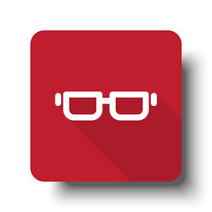 Wall Mural - flat glasses web icon on red button with drop shadow