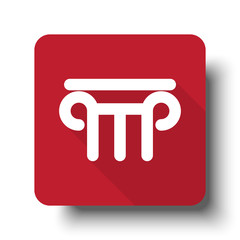 Wall Mural - Flat Column web icon on red button with drop shadow
