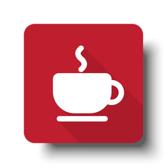 Wall Mural - Flat Coffee web icon on red button with drop shadow
