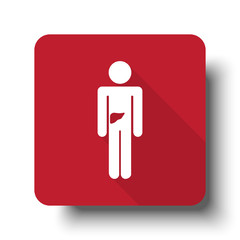 Wall Mural - flat liver web icon on red button with drop shadow