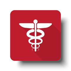 Wall Mural - flat medical symbol web icon on red button with drop shadow
