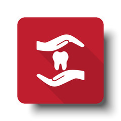 Wall Mural - flat dental care web icon on red button with drop shadow