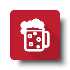 Wall Mural - flat beer web icon on red button with drop shadow