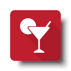 Wall Mural - flat cocktail web icon on red button with drop shadow