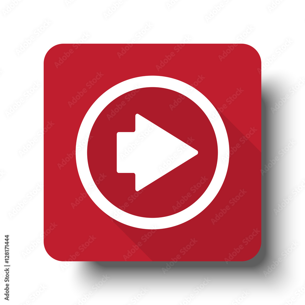 Flat Arrow Right web icon on red button with drop shadow Stock Vector ...