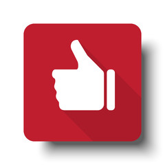 Wall Mural - Flat Thumb Up web icon on red button with drop shadow