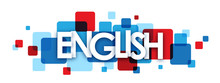 "ENGLISH" Blue And Red Vector Letters Icon