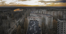 Vew From Roof Of 16-storied Apartment House In Pripyat Town, Chernobyl Nuclear Power Plant Zone Of Alienation, Ukraine